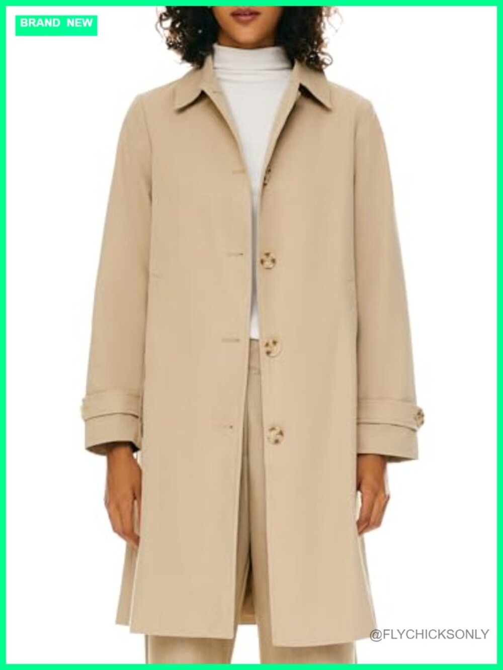 Classic Single Breasted Trench Coat Mid-Long Lapel